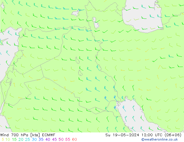 Wind 700 hPa ECMWF zo 19.05.2024 12 UTC