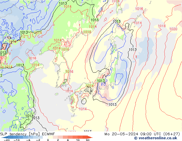 Tendencia de presión ECMWF lun 20.05.2024 09 UTC