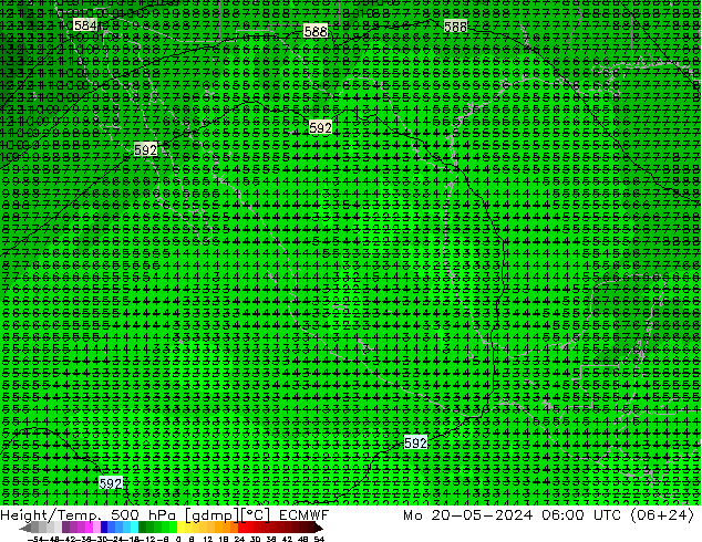Z500/Rain (+SLP)/Z850 ECMWF lun 20.05.2024 06 UTC