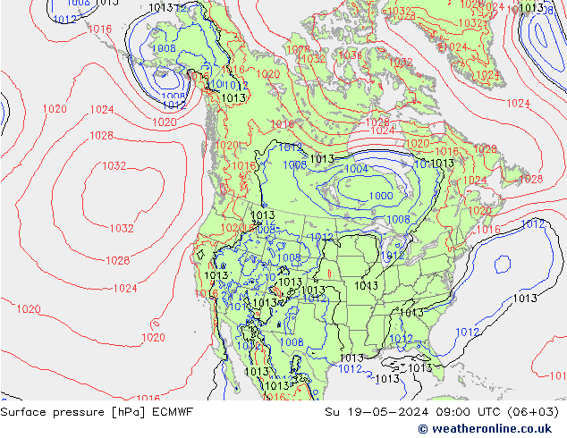 Surface pressure ECMWF Su 19.05.2024 09 UTC