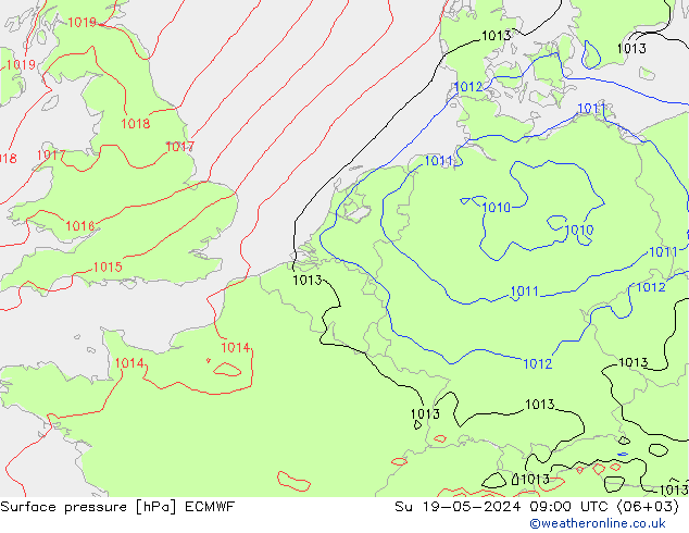 Bodendruck ECMWF So 19.05.2024 09 UTC