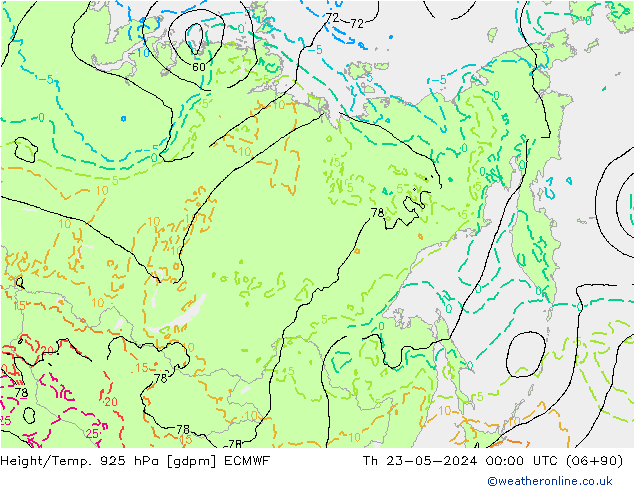 Height/Temp. 925 hPa ECMWF  23.05.2024 00 UTC