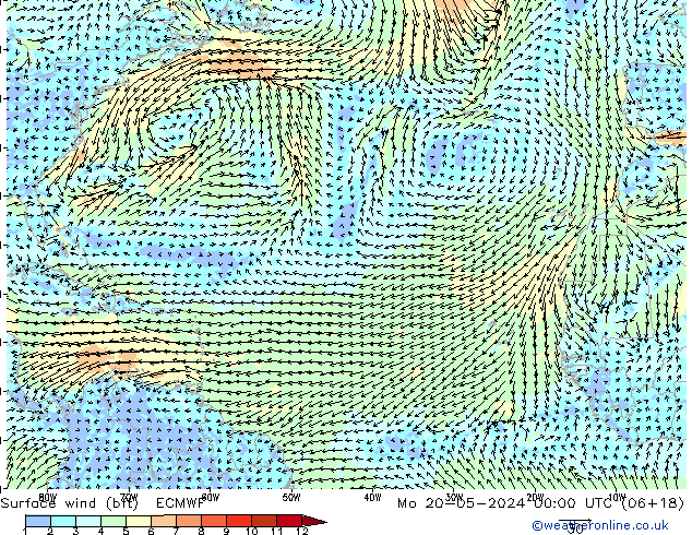 Surface wind (bft) ECMWF Mo 20.05.2024 00 UTC