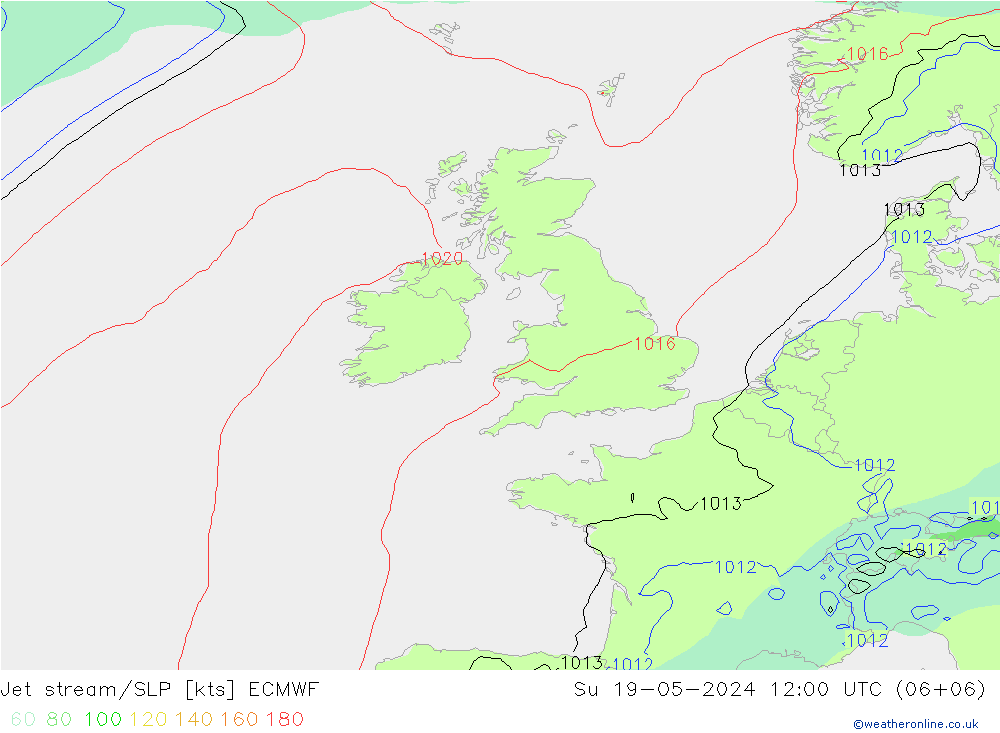 Jet stream/SLP ECMWF Su 19.05.2024 12 UTC