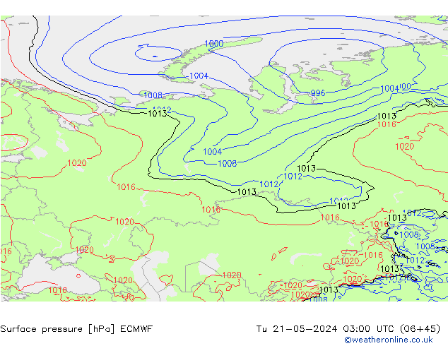 Presión superficial ECMWF mar 21.05.2024 03 UTC