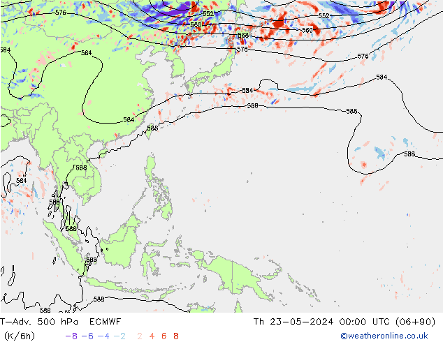 T-Adv. 500 hPa ECMWF Qui 23.05.2024 00 UTC