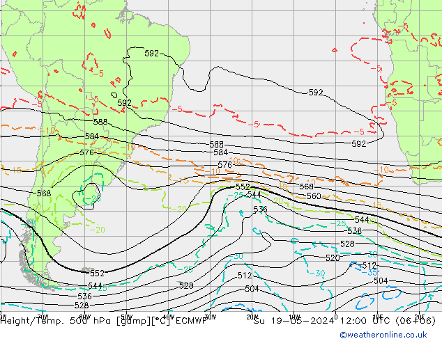 Z500/Rain (+SLP)/Z850 ECMWF Su 19.05.2024 12 UTC