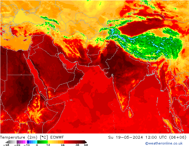 温度图 ECMWF 星期日 19.05.2024 12 UTC
