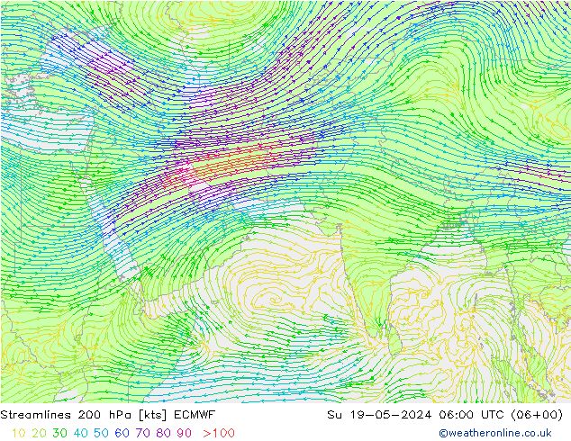 风 200 hPa ECMWF 星期日 19.05.2024 06 UTC