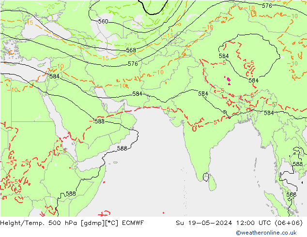Z500/Rain (+SLP)/Z850 ECMWF 星期日 19.05.2024 12 UTC