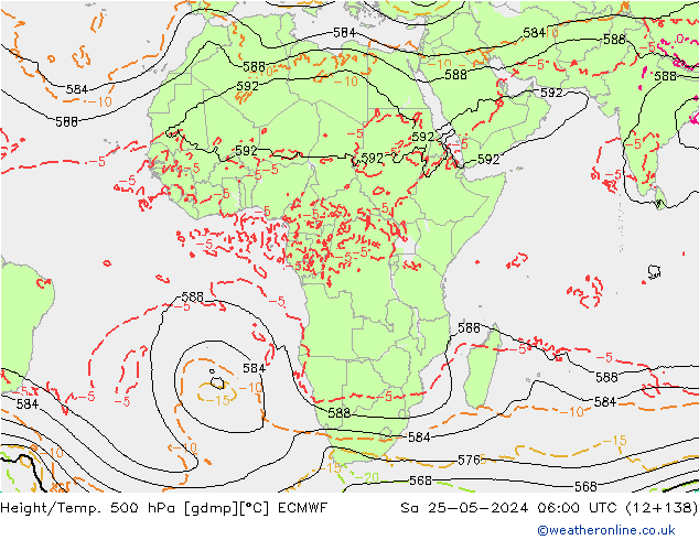 Géop./Temp. 500 hPa ECMWF sam 25.05.2024 06 UTC