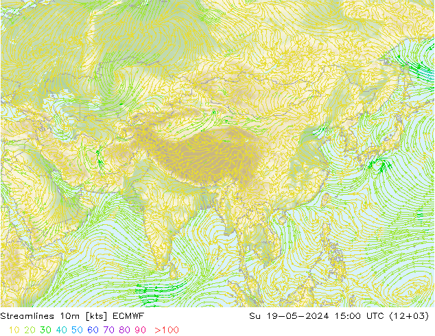 Streamlines 10m ECMWF Su 19.05.2024 15 UTC
