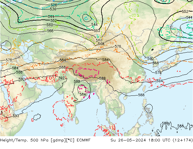 Z500/Rain (+SLP)/Z850 ECMWF Ne 26.05.2024 18 UTC