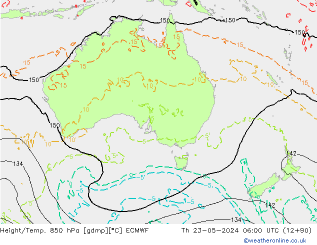 Z500/Rain (+SLP)/Z850 ECMWF чт 23.05.2024 06 UTC