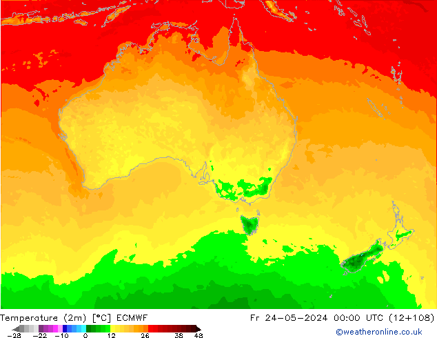 température (2m) ECMWF ven 24.05.2024 00 UTC