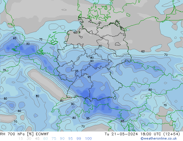 RV 700 hPa ECMWF di 21.05.2024 18 UTC