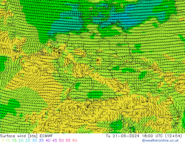 Wind 10 m ECMWF di 21.05.2024 18 UTC