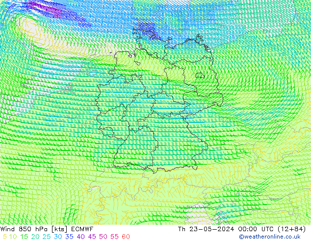 Wind 850 hPa ECMWF Th 23.05.2024 00 UTC