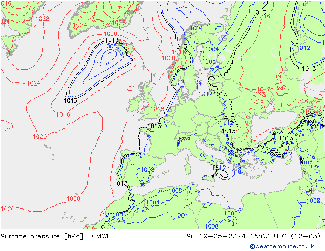 pressão do solo ECMWF Dom 19.05.2024 15 UTC