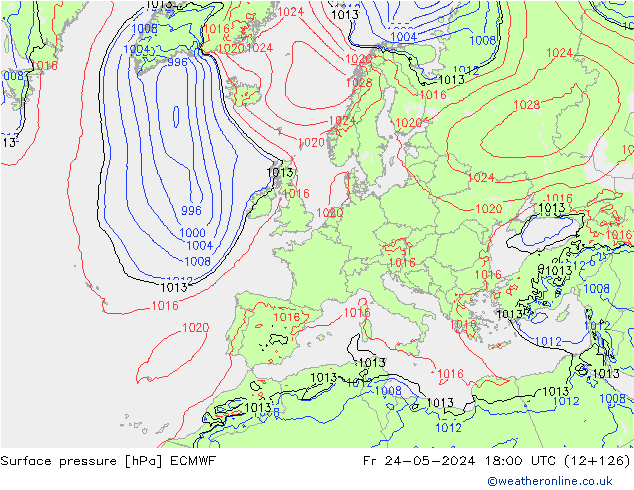 ciśnienie ECMWF pt. 24.05.2024 18 UTC