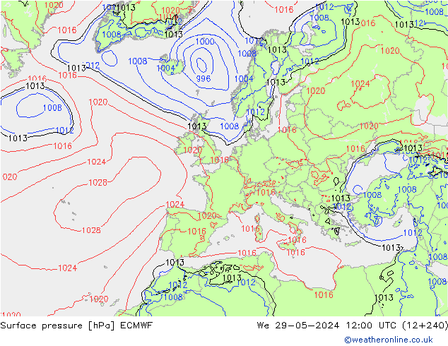 地面气压 ECMWF 星期三 29.05.2024 12 UTC