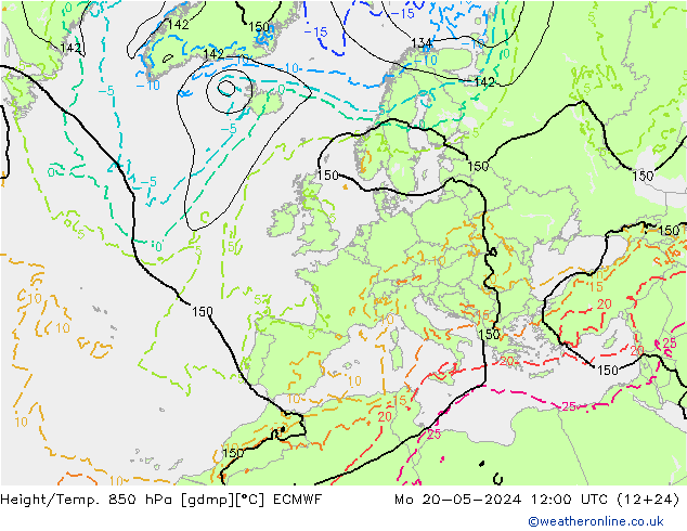 Z500/Rain (+SLP)/Z850 ECMWF 星期一 20.05.2024 12 UTC