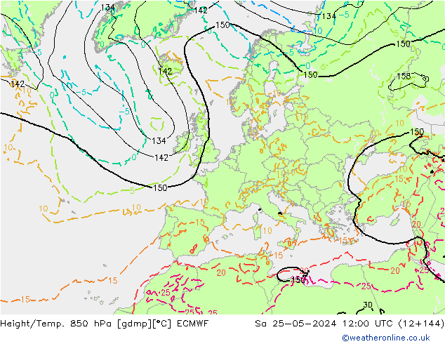 Z500/Rain (+SLP)/Z850 ECMWF so. 25.05.2024 12 UTC