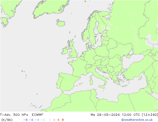 T-Adv. 500 hPa ECMWF śro. 29.05.2024 12 UTC