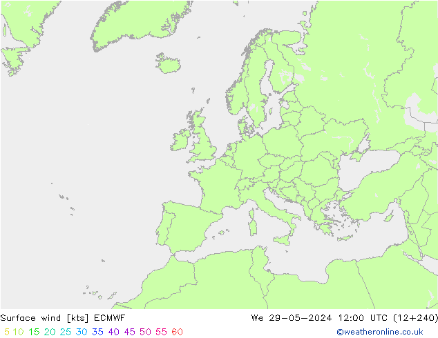 Surface wind ECMWF We 29.05.2024 12 UTC