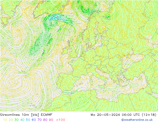 Línea de corriente 10m ECMWF lun 20.05.2024 06 UTC