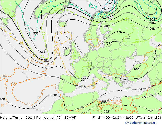 Z500/Rain (+SLP)/Z850 ECMWF ven 24.05.2024 18 UTC