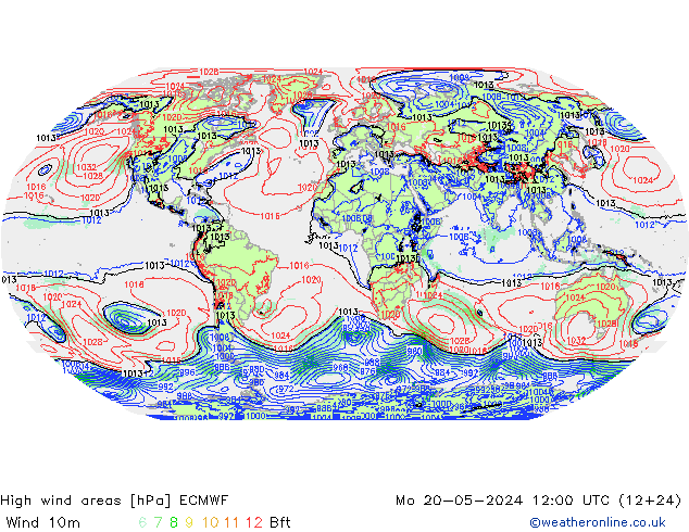 High wind areas ECMWF 星期一 20.05.2024 12 UTC