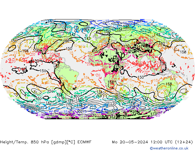 Z500/Rain (+SLP)/Z850 ECMWF 星期一 20.05.2024 12 UTC