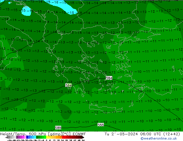 Z500/Rain (+SLP)/Z850 ECMWF wto. 21.05.2024 06 UTC