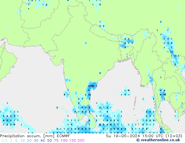 Precipitation accum. ECMWF Dom 19.05.2024 15 UTC