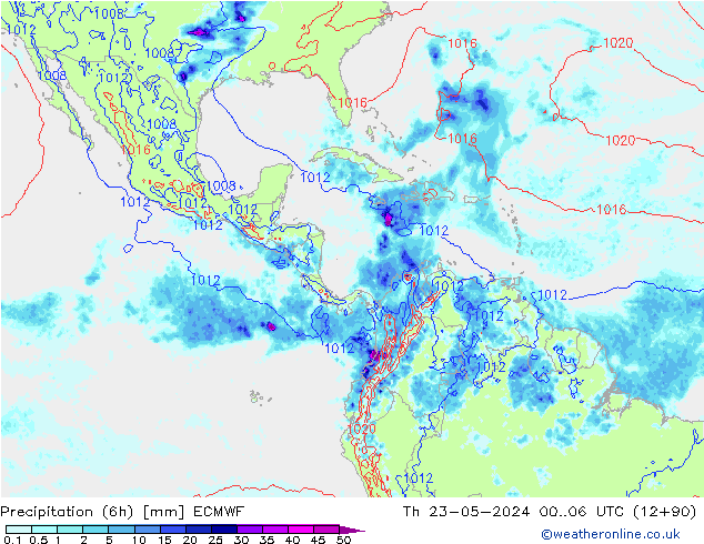 Z500/Rain (+SLP)/Z850 ECMWF gio 23.05.2024 06 UTC