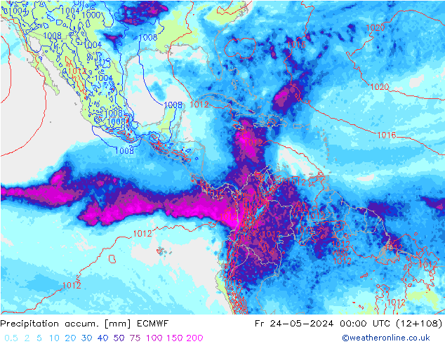 Precipitation accum. ECMWF Sex 24.05.2024 00 UTC