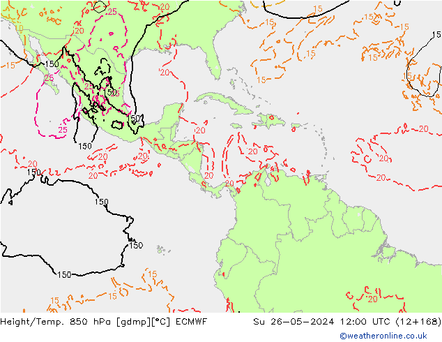 Height/Temp. 850 hPa ECMWF Dom 26.05.2024 12 UTC