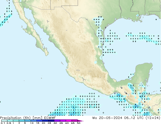 Precipitación (6h) ECMWF lun 20.05.2024 12 UTC