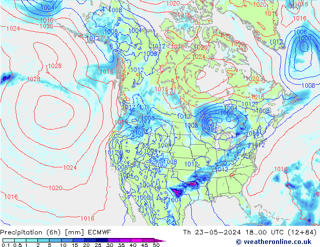 Z500/Rain (+SLP)/Z850 ECMWF Qui 23.05.2024 00 UTC