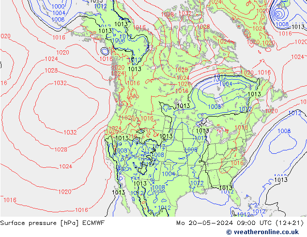 pressão do solo ECMWF Seg 20.05.2024 09 UTC