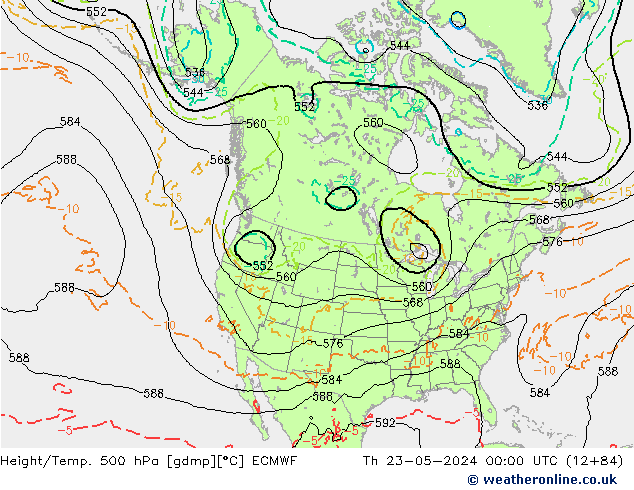 Z500/Rain (+SLP)/Z850 ECMWF Qui 23.05.2024 00 UTC