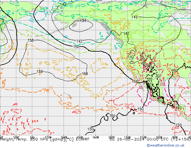 Height/Temp. 850 hPa ECMWF Ne 26.05.2024 00 UTC