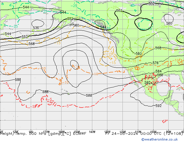 Z500/Rain (+SLP)/Z850 ECMWF ven 24.05.2024 00 UTC