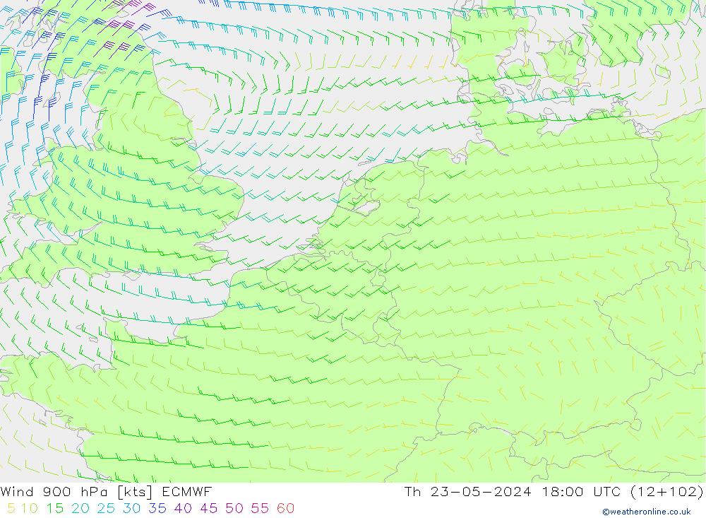 Wind 900 hPa ECMWF Th 23.05.2024 18 UTC