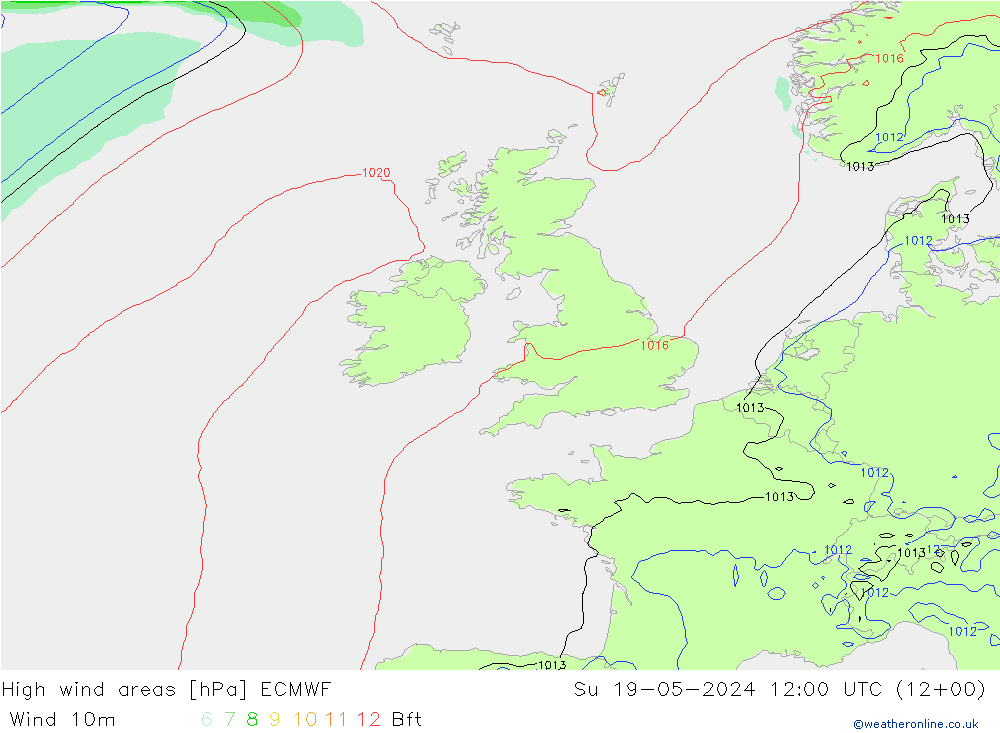 High wind areas ECMWF dom 19.05.2024 12 UTC