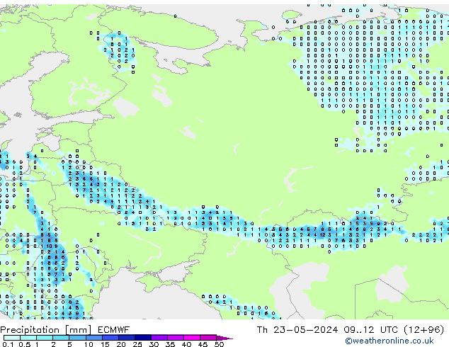 Precipitazione ECMWF gio 23.05.2024 12 UTC