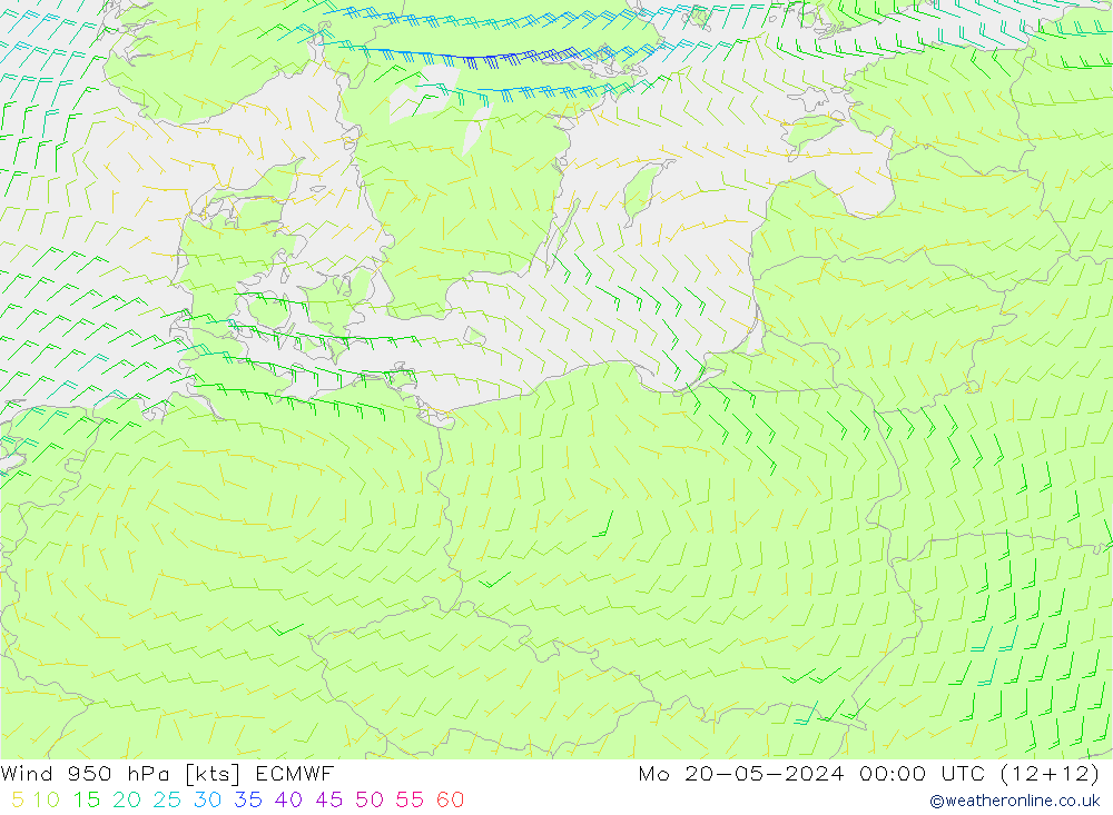 Wind 950 hPa ECMWF Mo 20.05.2024 00 UTC