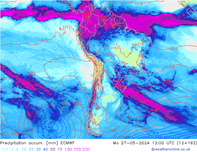 Toplam Yağış ECMWF Pzt 27.05.2024 12 UTC