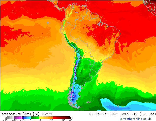 Temperature (2m) ECMWF Ne 26.05.2024 12 UTC